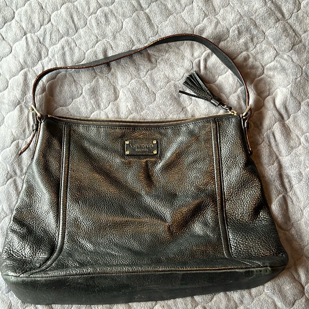 Kate Spade black leather tote bag